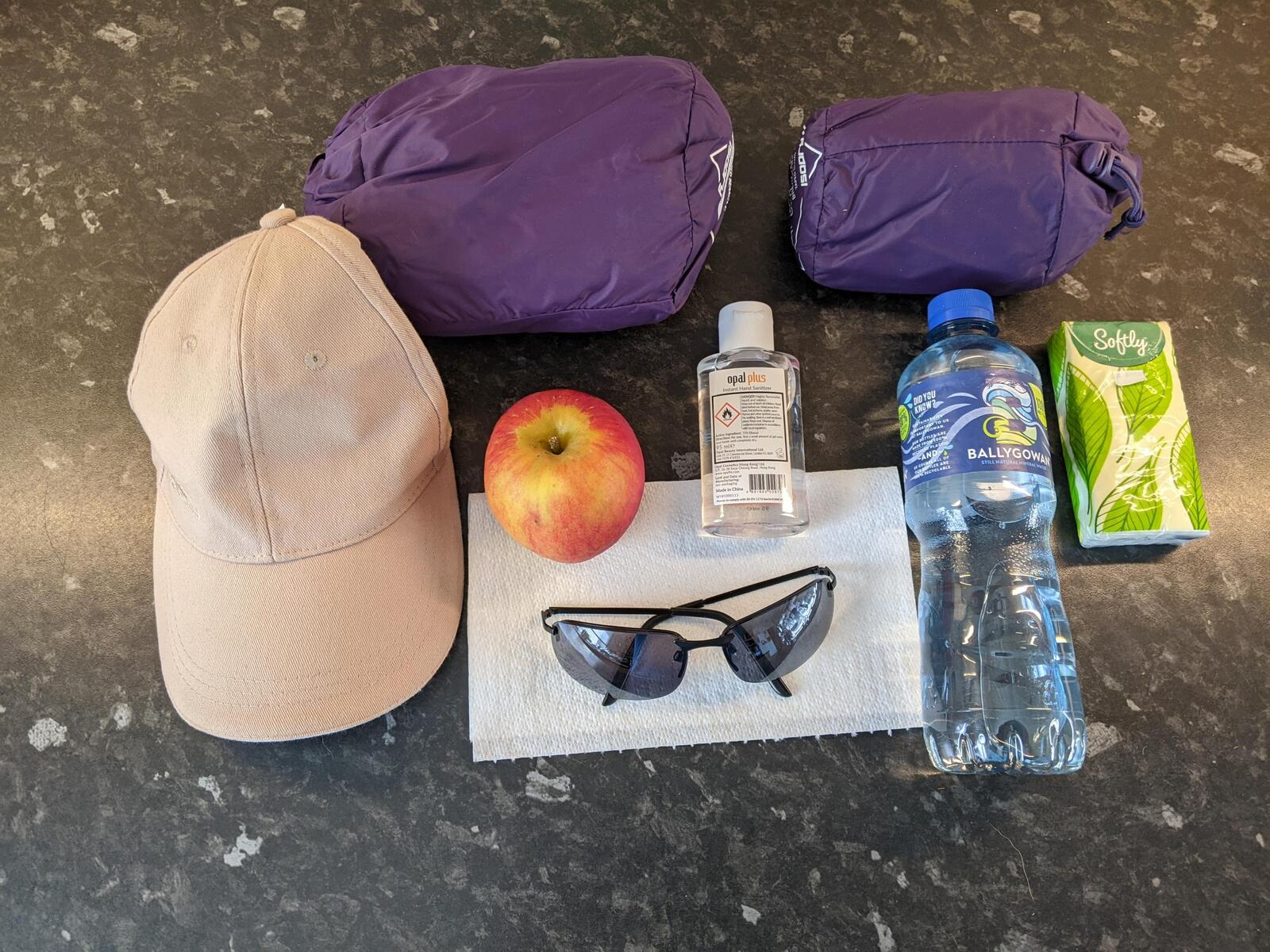 Archer's competition kit including a drink and healthy snack